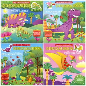DINOSAURIOS - LIBRO CON PIEXAS EXTRAIBLES - 4 TITULOS